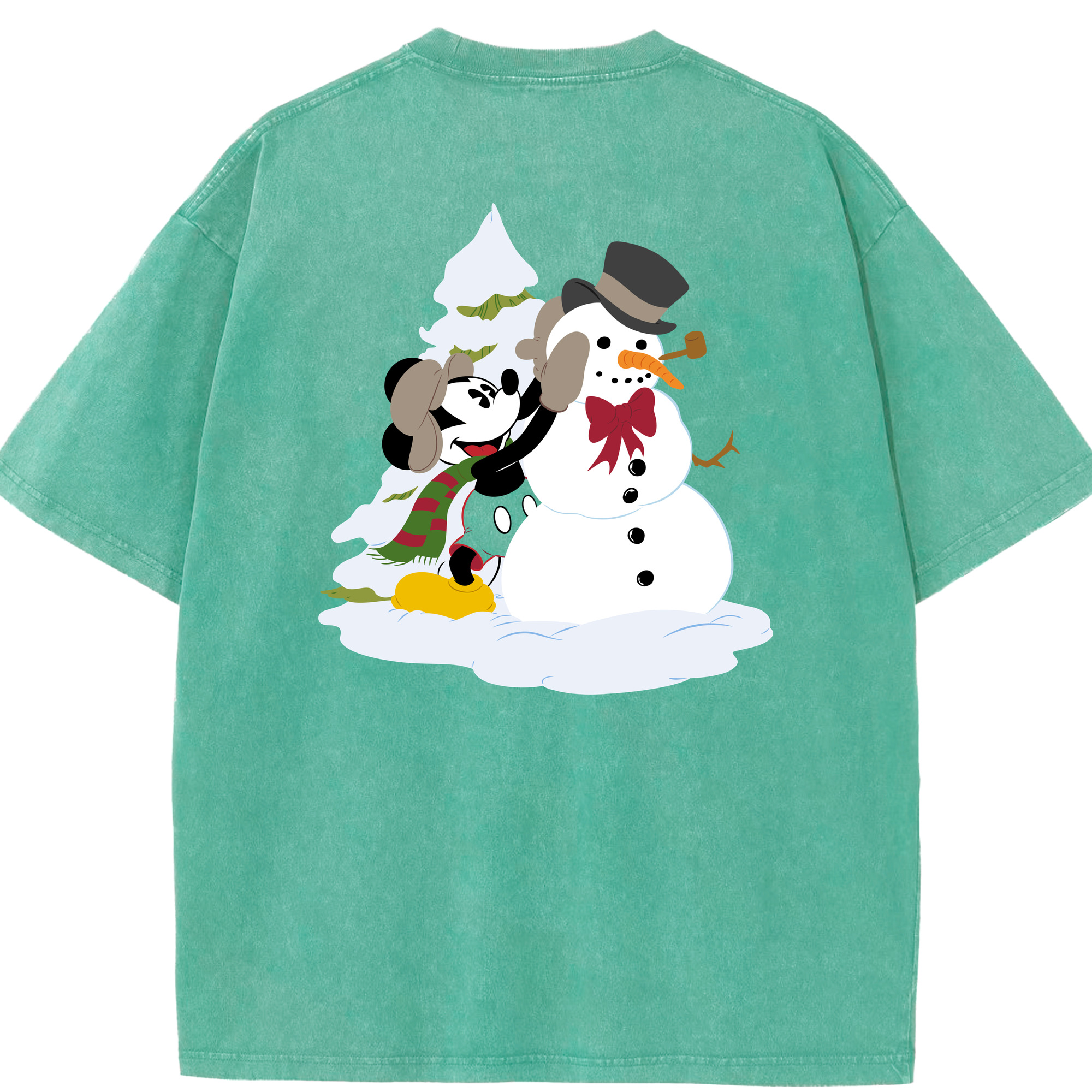 （画像用） ミッキーマウス Mickey Mouse 綿100% ヴィンテージ風 半袖Tシャツ（背面プリント）
